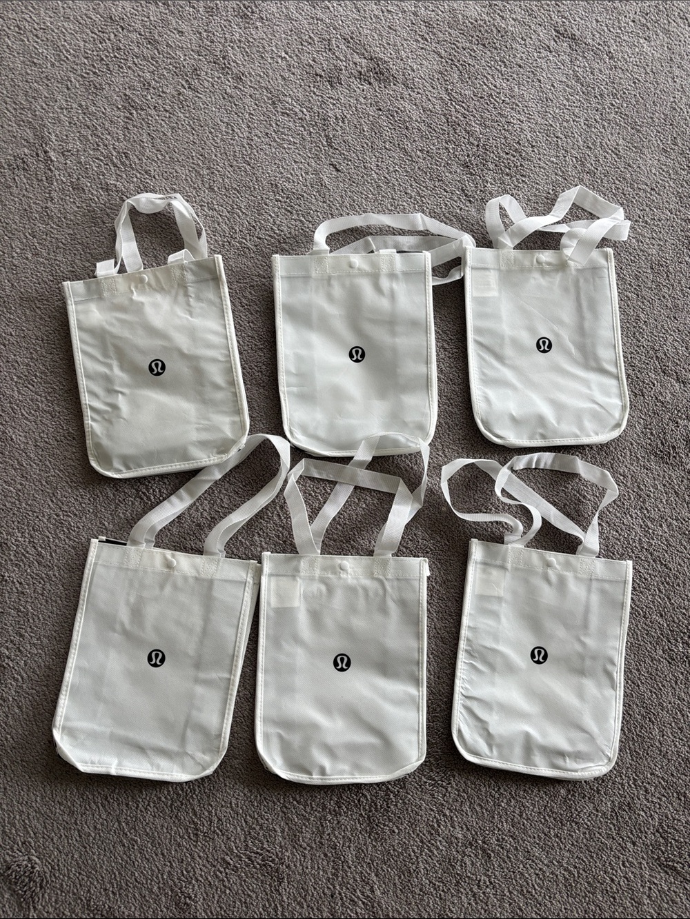 Lululemon White Tote Bags with Logo - Set of 6
